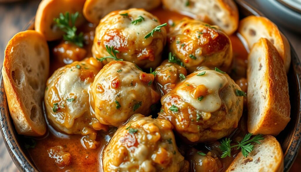 french onion chicken meatballs