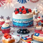 Red, white, and blue desserts