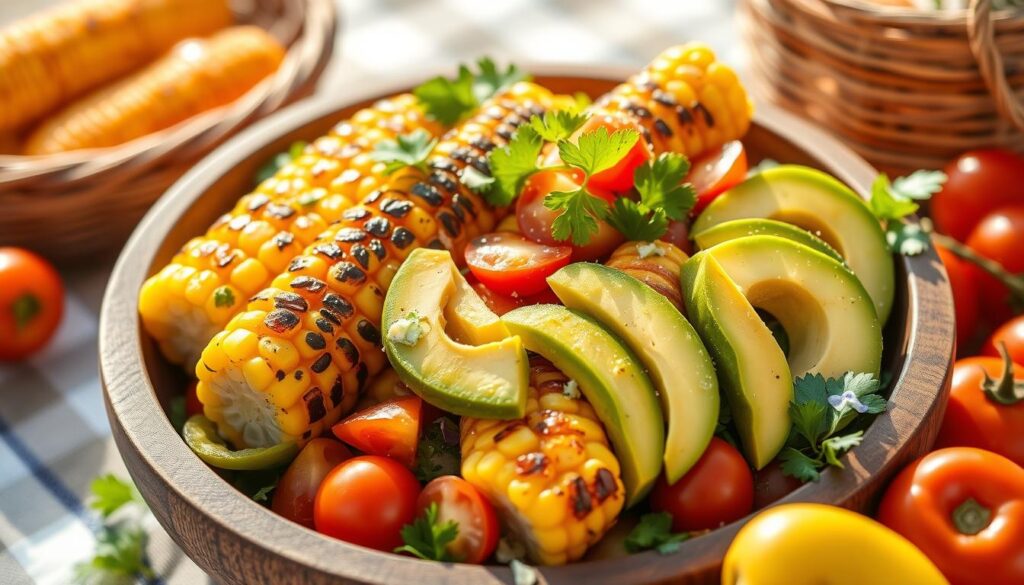 grilled corn and avocado salad